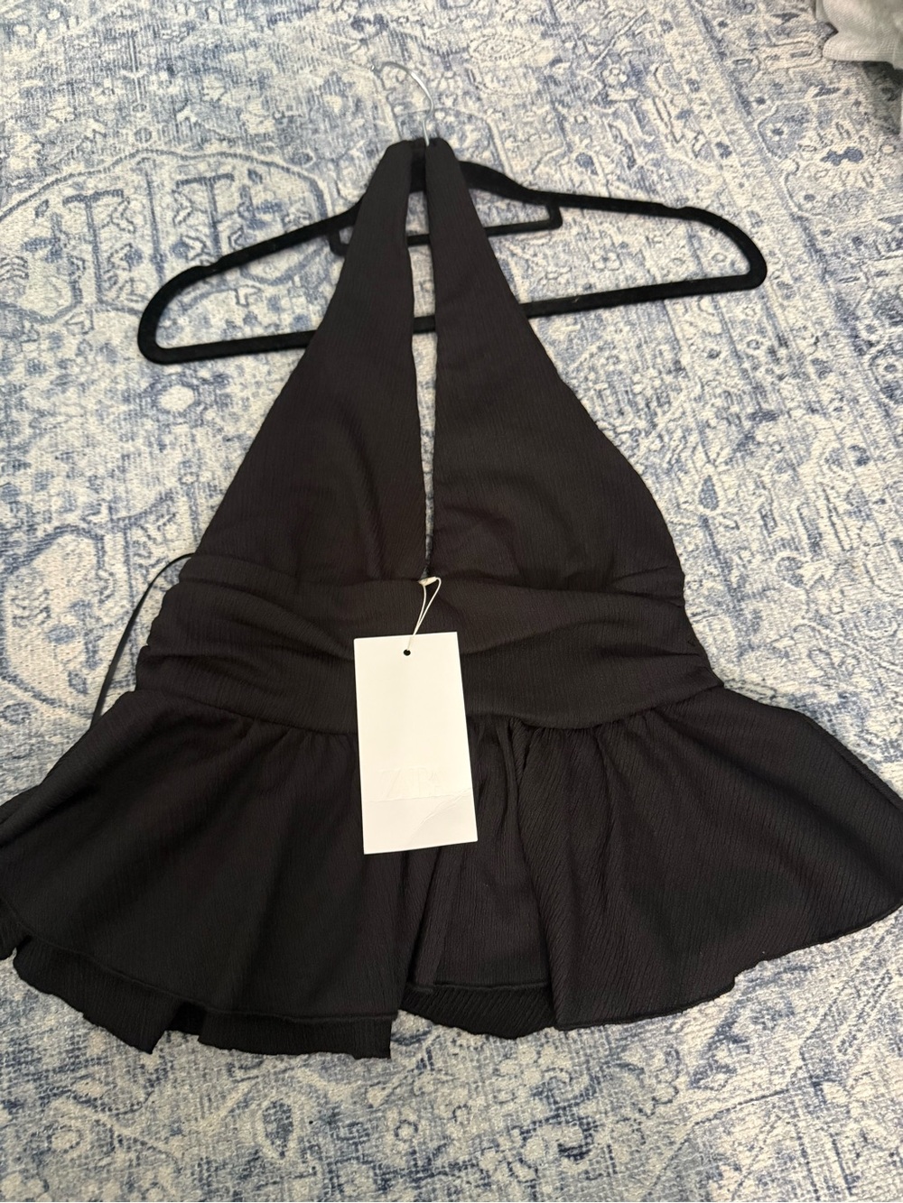 Zara Black Halter Peplum Top